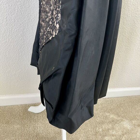 Vintage Lilli Diamond 1960s Black Chiffon Lace Bubble Bow Detail Pencil Dress - Picture 9 of 16